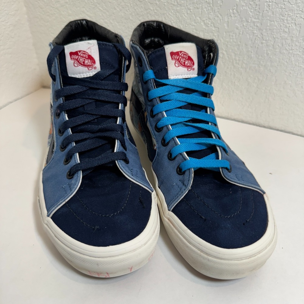 Vans Sk8-Hi High Top Sneakers Aquarius‎ Blue Mens 7.5 Womens 9 Skate Shoes